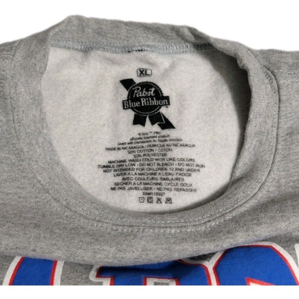 Pabst Blue Ribbon Milwaukee Crewneck Sweatshirt Mens XL Gray Beer Logo Graphic - Picture 4 of 6